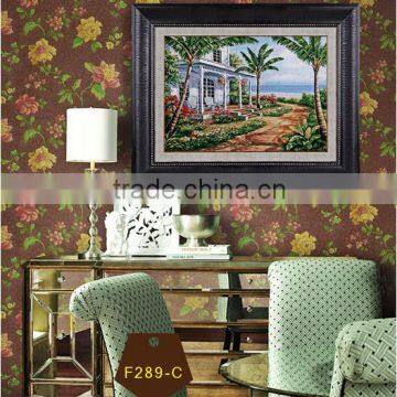 Oil painting of wildlife forest for bedroom decoration with Chinese embroidery technics