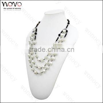 Elegant Alloy Necklace Tri or Multi Strand Jewelry Beaded Imitation Rhodium Jewelry