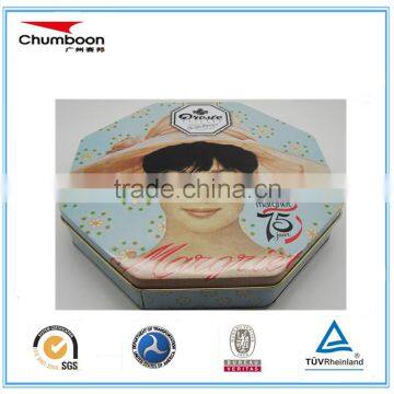 Cosmetic Mask Chocolate Biscuit Octagonal Tin Can / CMYK OEM Metal Box / Recycable Tin Box photo-2