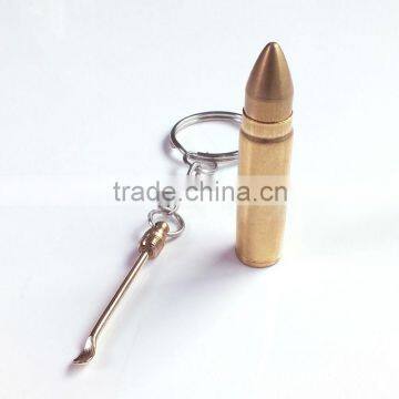 Hot selling golden color bullet keychain with earpick