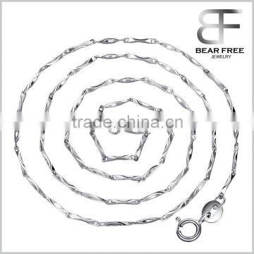 925 Sterling Silver Thin Ingot Chain Necklace with Spring Ring Clasp 0.8mm/1.0mm/1.2mm Width