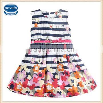 (H5752) 2-8Y nova kids wholesale girl dresses stripe flower baby party dresses child summer princess frocks