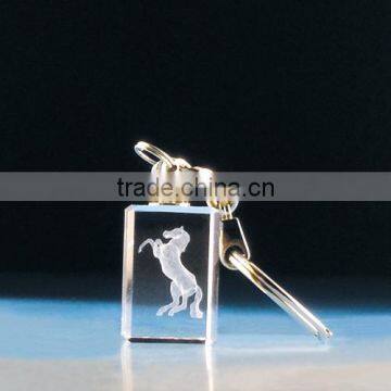 2015 wholesale 3D crystal keychain laser engraving