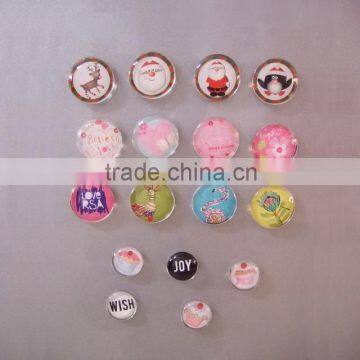 Crystal color printing fridge magnet crystal round shaped for home decoration