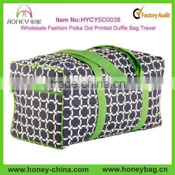 Wholesale Fashion Polka Dot Printed Cotton Canvas Weekender Duffle Bag Travel