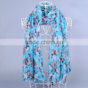 Flower Pattern Viscose Pashmina Shawl Scarf Voile Scarves 180*90 Pashmina Muslim Hijab photo-6