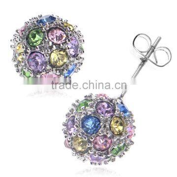 18k White Gold Plated Rhinestone Ball Simple Gold Stud Earring Designs For Women