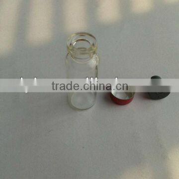 Tubular glass vial with rubber stopper