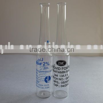 3ml medical glass ampule with printing words