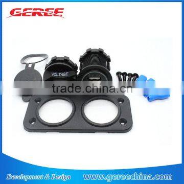 2.0A/1.0A Dual USB Port Car Charger Socket Outlet 12V LED Digital USB Voltmeter Waterproof Design photo-3