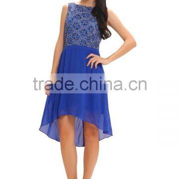 LZ032 Sloping Royal Blue Mini Dress | Marisara