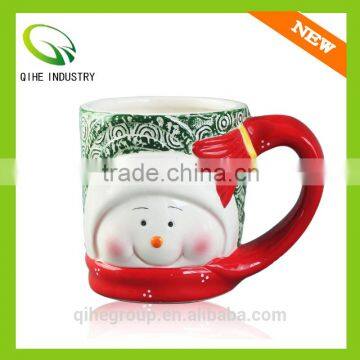 pottery Porcelain cup with snowman print in Christmas