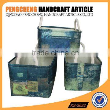 wholesale polyester storage baskets cotton handle