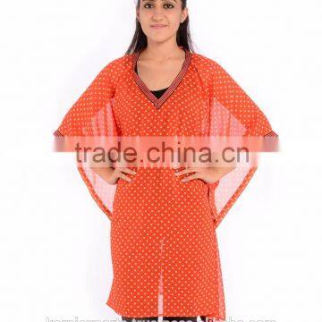 Beautiful short georgette kaftan / Mini Kaftan dress / ladies wear best design printed ponchos