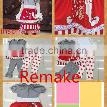 2016 giggle moon remake winter wholesale Christmas stocking 4pcs children's boutique clothing set