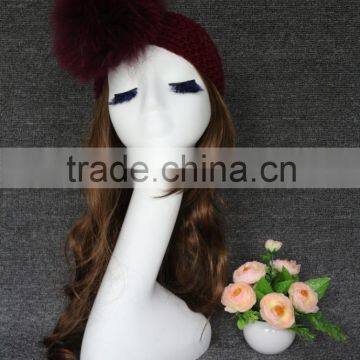 New Trend Knit Fur headband with raccoon Fur balls