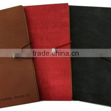 A5/A6 elastic band PU leather cover notebook/diary with paper pocket