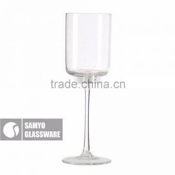 samyo handmade clear cylinder-shaped red wine glass cup with thin stem