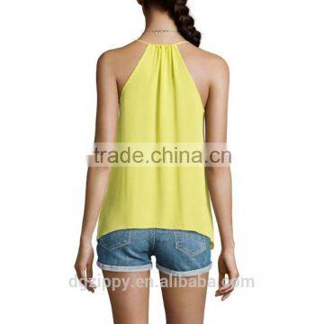 Citron Silk Spaghetti Strap V-Neck Lady Blouse China Supplier photo-3