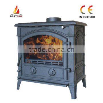 Matt black solid fuel fireplace