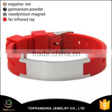 Couple design Stainless steel germanium nagative ion magnetic health care silicon energy bracelet