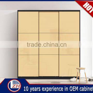 Latest hotsale bedroom wooden wardrobe sliding door fittings design