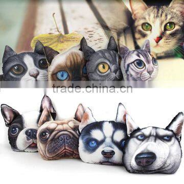 New 3D Print Dog Cat Face Car Headrest Covers Neck Auto Safety Pillowcase 14Designs Pillow Cover