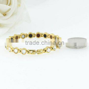 Wholesales jewelry for women gold magnetic steel white zircon bracelet