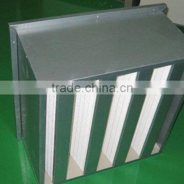 Galvanized Steel Frame Fiber-glass Media V BANK HEPA Air Filter photo-2
