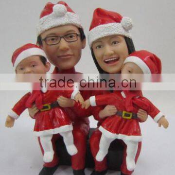 resin Christmas family bobble heads home decor