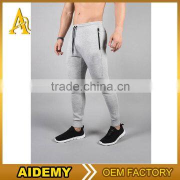 men Grey Tapered zipped side pocket fleece inside soft running jogger