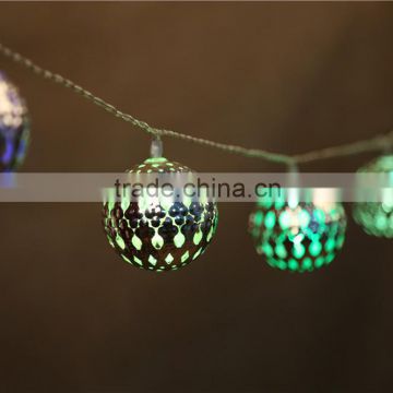 Green Blue metal hollow ball Christmas Iindoor and outdoor decorative led string light