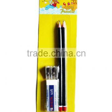 Office and school supplies OEM Eco-friendly 6 angles HB wood pencil with eraser and sharpener