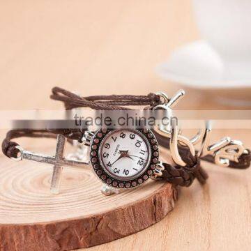 2015 New Fashion Around Wrap Watch Cross Charm Bracelets Women's Quartz Wrist Watch photo-5