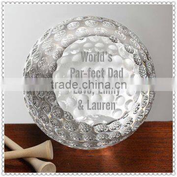 Etched Golf Ball Crystal Paperweight For Father's Gifts