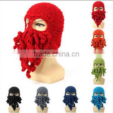 Octopus design Unisex Winter Warm Wool Ski Face Mask / Cap Beanie Hat / warmer Knit Hat