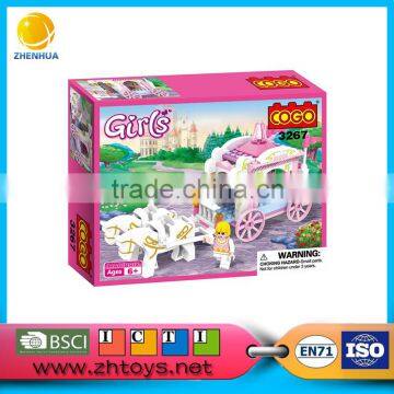 Abs plastic toy horse carriage blocks 99PCS hot sale