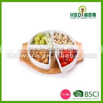 Ceramic food tray with board , snack tray