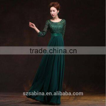 Latest Elegant beautiful lace chiffon applique long evening dress W080403