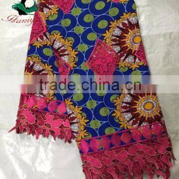 High quality wholesale african ankara wax with lace fabric JFWL-122 hollandais wax mix lace for wrappers