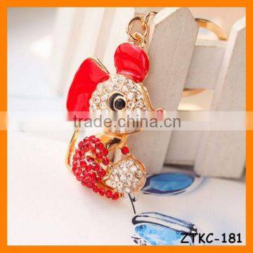 2014 Latest Rhinestone Mouse Animal Keychain , Bag Pendant ZTKC-181