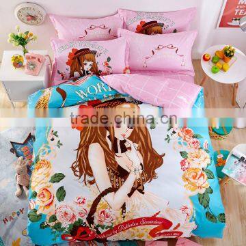 Wholesale Beautiful Girl Printed High Quality Soft Cotton Kids Cartoon Bedding Set