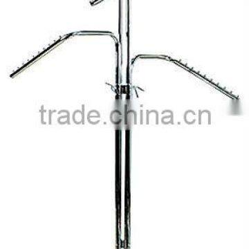 chrome metal four Way Movable Garment Display Rack with wheels