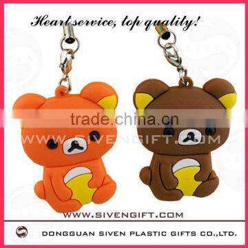 lovely bear soft pvc mobile phone strap