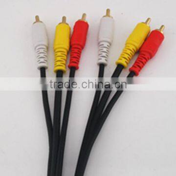 Hot Sale 1.8m Audio Cable 3RCA/M-3RCA/M Six Line Gold Plated AV Cable