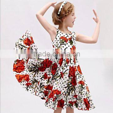 Fashion Sleeveless Summer Printed European Girl Dress Pretty Girls' Dresses Baby Girls Party Wear Dress Children Dresses