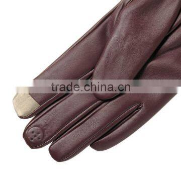 New Design Women Bluetooth Call Touch Screen PU Leather Gloves P-EWB030 photo-4
