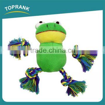 Wholesale zanies dog toys plush, plush stuffed green frog dog toy with rope