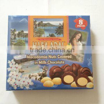 Hafa Adai 8pc packing macadamia nuts milk chocolate candy