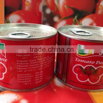 manufacturer 28%-30% natural canned china tomato paste 210g tin factory double concentrated